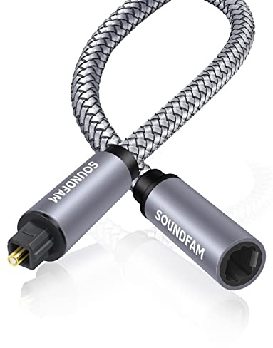 SOUNDFAM Optical Extension Cable 3Ft/1M, Toslink Optical Cable Male to Female Hi-Fi Sound Fiber Digital Extension Adapter for Home Theater, Sound Bar, TV (Grey)