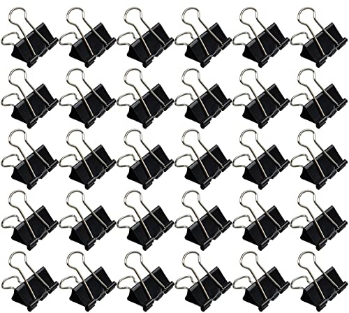 30 Pcs Foldback Clips 25mm Binder Clips Black Paper Clamp