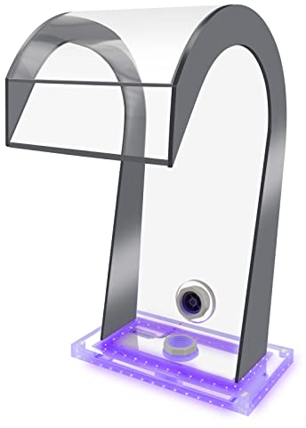 LONGRUN Cascade Fontaines Piscine, 19x42.5x25cm Lame d' Eau Piscine Bassin Hors Sol en Acrylique, Cascade Bassin Exterieur avec LED 7 Couleurs, Lame Fontaine d'étang pour Bassin Jardin