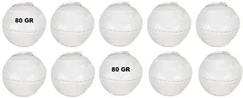 Lisaro Wurfball 10er Set aus Leder 80gramm weiß. oder 80gramm rot Wurf Ball – Schlagball ideal für Bundesjugendspiele für Schulen, Vereine und Wettkämpfe, Wurfübungen