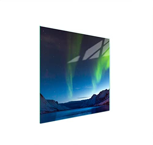 DarHaus Plaque de recouvrement, 50 x 52 cm, en verre, pour cuisinières électrique, à induction, convient comme décoration, protection anti-éclaboussures ou planche à découper, Paradis Bleu