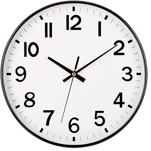 NESIFEE Modern Quartz Lautlos Wanduhr, Wanduhr Ohne TickgeräUsche Lautlos, Wanduhr Quartz, batteriebetriebene Wanduhr leicht ablesbar für Wohnzimmer KüChe Schlafzimmer (Weiß)