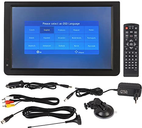 TV Portátil de 12 Pulgadas, Televisión Digital ATSC Recargable, Pantalla LED TFT 1080P, Reproductor de Video HDMI, Compatible con HDMI, AV, USB, Entrada de Tarjeta TF, para el