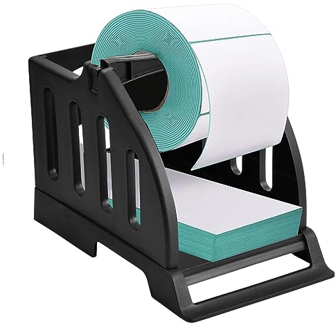 Nivofu Label Holder for Thermal Label Roll and Fanfold Labels, Thermal Label Tray, Label Dispenser for Desktop, Printer Paper Holder, Label Roll Holder, Thermal Label Printer Accessory, Black