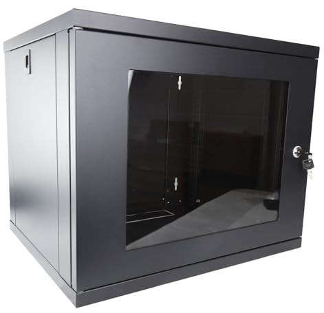 kenable Wandmontage 19 Zoll Netzwerkschrank für 19-Zoll-Rack Klein 9U 450 mm Schwarz