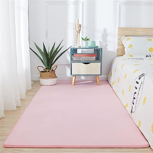 BESTORI Tappeto per Soggiorno Tinta Unita Tappeto Moderno a Pelo Corto Tappeto Morbido e Soffice per Bambini Camera da Letto Home Decor Rosa, 60 x 160 cm