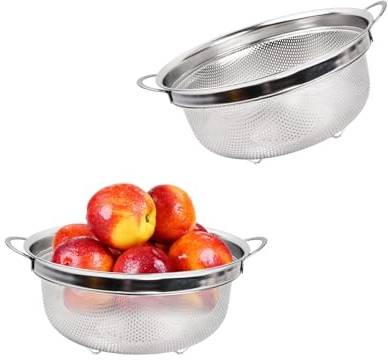 Wisebom Passoire, Passoires à Pâtes en Acier Inoxydable avec Poignée, Passoires Micro-Perforées de Cuisine, Passoire en Mailles Fines, pour Fruits, Légumes, Salade, Passe au Lave-Vaisselle (15 cm)