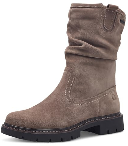 Tamaris Comfort Stivali invernali da donna senza tacco in pelle idrorepellenti, Marrone (Pepper Suede), 39 EU