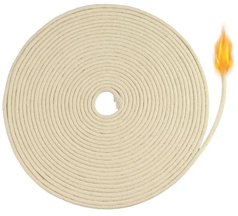 Hanqing 32.8 Ft Oil Lamp Wicks, Braided Round Cotton Replacement Wicks for Kerosene Alcohol Lamp Candle Making (4 mm/0.16 inch)