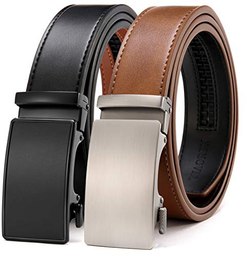 CHAOREN Cinturones Hombre, Cinturón Hombre Cuero 2 Piezas, Ancho 35mm | Micro-ajuste sin agujeros, Recortable a tu medida, Business, Jeans & Casual, Presentación regalo, Fácil de usar