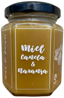 Miel Cruda Artesanal con Canela y Naranja 250 g – Miel con textura cremosa untable – Sabor dulce especiado y cítrico – Producto artesano hecho en España - Producto Gourmet - Energizante y Antioxidante