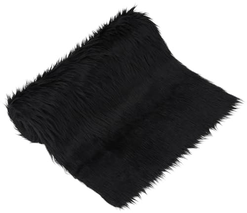 BENECREAT Tessuto In Pelliccia Sintetica Nera Da 100cm, Tessuto di Peluche Morbido Da 30cm, Materiali per Cucito e Artigianato per Costumi, Tappeti, Cuscini, Decorazioni