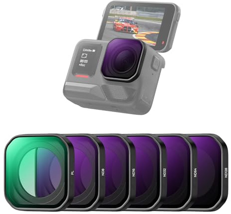 K&F CONCEPT - Kit de Filtres ND à Visser Compatible avec Insta360 Ace Pro 2, Pack de 6 PL, ND8, ND16, ND32, ND64, ND128. Filtres Polarisants et à Densité Neutre. Accessoires pour Caméra d'action