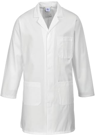 Portwest 2852 Standard Lab Coat Kingsmill Polycotton Professional Protective Workwear Concealed Stud 3 Pocket Storage Durable Comfortable Non-Shrinking, White, L