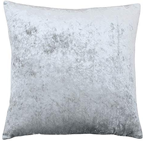 Riva Paoletti Verona Feather Filled Cushion Square - Silver - Velvet Feel - Crushed Velvet Look - Hidden Zip Design - 100% Polyester Case - 55 x 55cm (22 x 22 inches) - Designed in the UK