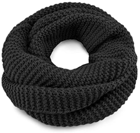 Neverless® Damen Loopschal Strickschal Schlauchschal Winterschal einfarbig schwarz unisize