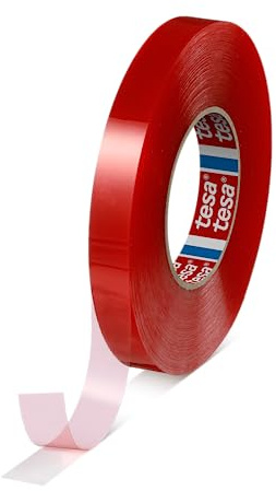 Tesa 4965 – dubbelsidig tejp med hög skärbeständighet och motståndskraft mot höga och låga temperaturer, akryllim av högsta kvalitet, transparent (19 mm x 50 m)