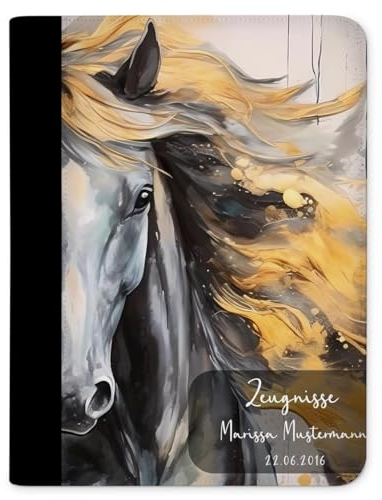 CreaDesign Customize A4 Zeugnismappe für Kinder 26,7x32,7x1 cm, Sichtbuch mit 10 Klarsichthüllen, erweiterbar auf bis zu 20 Taschen, Pferd Magic design, Dokumentenmappe für Schüler