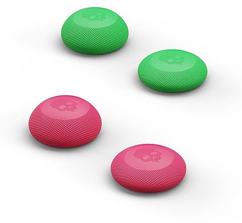 Skull & Co. Convex Thumb Grip Caps Joystick Cap Analog Stick Cap Thumbstick Grip Cover for Nintendo Switch Pro Controller & PS5 / PS4 / Slim/Pro Controller - Neon Pink+Green, 2 Pairs (4pcs)