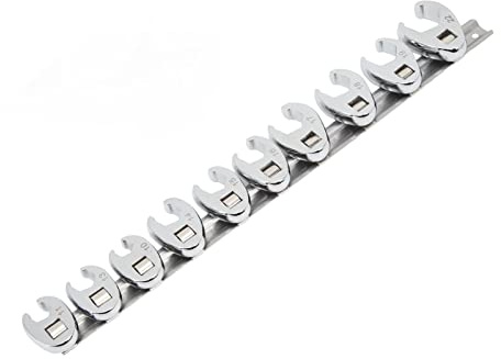 10pcs Crows Foot Wrench Set, Easy Access to Nuts and in Tight Spaces, Steel Construction, Slim Design, Identify and Store Easily, Fits 3/8in Drive Ratchet, Ideal for Car Repair
