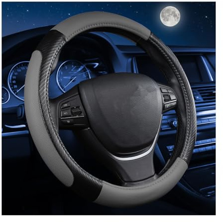 zipelo Elastic Stretch Steering Wheel Cover, Microfiber Breathable Ice Silk, Universal 15 Inch Anti-Slip Car Steering Wheel Protector, Warm in Winter and Cool in Summer for Women (Style1-Gray)