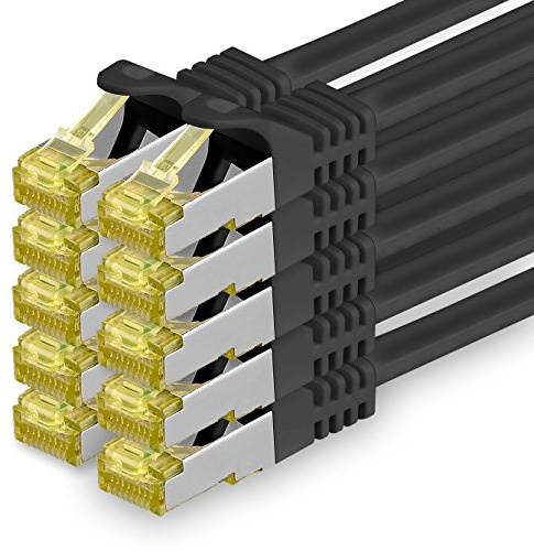 1CONN Câble Réseau Cat7 Cat 7 10 Gb/s - 10x 1.5m - RJ45 Ethernet LAN DSL Routeur Modem - Noir