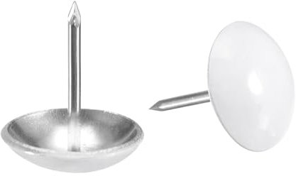 QUARKZMAN 50 Stück Polsternägel, 16 mm x 20 mm runder Kopf, dekorative Möbelnägel, Reißzwecken für Möbel, Sofa Kopfteile, weiß