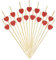 YXHZVON Palitos de Cóctel, 100 Piezas Palillos para Cócteles de Madera con Corazones Rojos, Brochetas de Códtel de Corazón 12cm para Boda Cumpleaños Fiesta Comida y Bebida Decoraciones