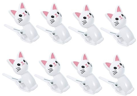 Tofficu 8Pcs Cute Cat Sealing Clips for Chip Bags Snack Bags Multi-Purpose Kitchen Office Use Reusable Plastic Airtight Clips