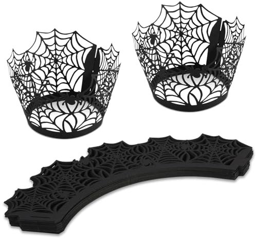 Halloween-Cupcake-Verpackungen, Spinnennetz-Cupcake-Verpackung Halloween-Kuchenverpackung Partydekoration Kuchendekoration für Halloween-Geburtstagspartys