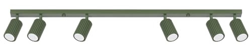 Sollux Lighting KARBON Modern – Taklampa – Mångsidig belysningsarmatur i aluminium – GU10, Max 10W LED, IP 20 – Glödlampa ingår ej – 6x Ljuskälla – 6,5x117x16,5cm, Olivgrön