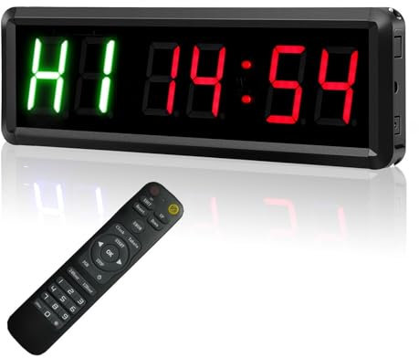 Marcador, Temporizadores de intervalos programables LED, temporizador de gimnasio de 1,5 pulgadas de alto carácter, Tabata, cronómetro, temporizador de entrenamiento físico de cuenta arriba/abajo Para