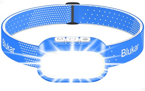 Blukar Torcia Frontale LED 2 Temperatura Colore,2000L Super Luminosa Lampada Luce Frontale Ricaricabile-Dimmerabile,12 Modalità,Impermeabile Torcia da Testa Per Campeggio/Trekking/Blackout/Emergenza