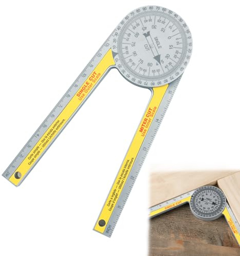 Angle Measurement Tool,360 Protractor,Angle Finder Tool,Protractor 360,m1 Caliber Miter Saw Measuring Tool for Inside Outside Corner Skirting (Yellow)