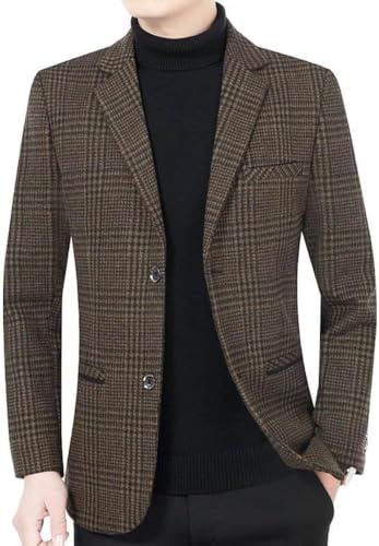 Kavajer För Män Storbritannien 2 Knapp Kostym Kappa Mörkbruna Jackor Fiskbensmönstrad Tweedkavaj Loose Fit Formell Klänning Jacka Elegant Formell Kostym Jacka Lämplig, As Picture, M