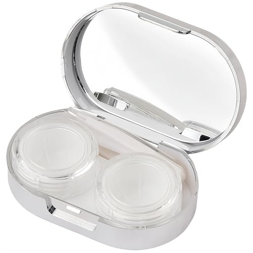 FanSynrare Étui Portable pour lentilles de Contact avec Miroir, Miroir de Maquillage Compact, boîte de Rangement pour Lunettes, Comprend Une Pince à épiler et Une Tige, Couleur Unie élégante, (4hjg)