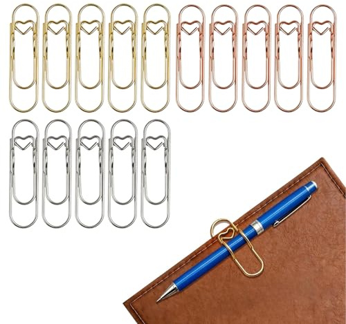 HAOXYO 15 Piezas Metal Pen Clip, Holder Pen Clips Para Cuadernos, Clip Portátil para Bolígrafo para Notas Papeles Escuela Oficina