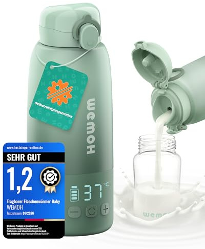 Wemoh Chauffe-biberon Portable pour Bébé - 450ml Grande Capacité | Chauffage rapide 100W pour lait maternel, contrôle précis de la température, fonction autonettoyante intelligente