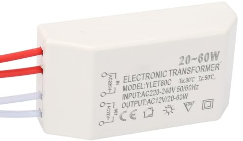 Thonlai Elektronisk Transformator Till 12V AC-omvandlare för G4 | Kompatibel med Dimmer/segmentering/fjärrkontroll, Ultratunt Hölje, 20-60W Effektområde, Stabil Utspänning