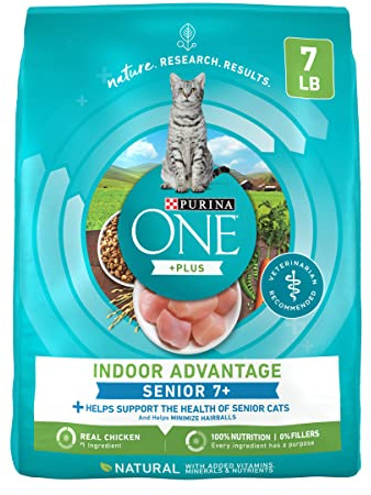 Purina ONE High Protein, Natural Senior Dry Cat Food, Indoor Advantage Senior+ - 7 Lb. Bag