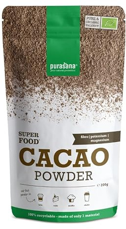 Purasana® Bio Kakaopulver – 200g, ungesüßtes Rohkakao Pulver ohne Zucker, Vegan & Zertifiziert