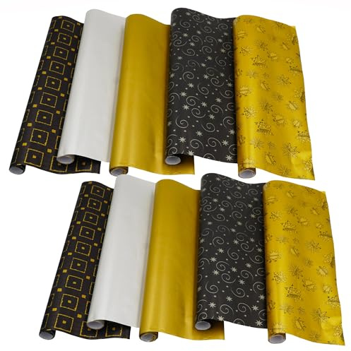 HRB Geschenkpapier 10 Rollen für Weihnachten, 2,00 x 0,70m Weihnachtspapier, Weihnachtsgeschenkpapier 2m pro Rolle, hochwertige geschenkverpackung, Packpapier Xmas verschiedene Motive (Serie 6)