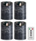 sompex LED Kerzen mit Timerfunktion und flackernder Flamme, anthrazit ⌀ 8cm, Höhe wählbar 12,5 cm, 18cm, 23cm, Adventskranz 4er Sets, Weihnachtsdeko, LED Deko (4x12,5 mit Fernbedienung)
