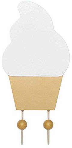LS-Design Holz Kinder Kleiderhaken Eis Weiß Gold 22cm 2 Haken Wandhaken Garderobe
