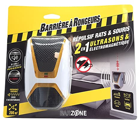 BARRIERE A RONGEURS Répulsif ultrasons & électromagnétique Rats et Souris - Blister de 1 Appareil, Nicht Zutreffend