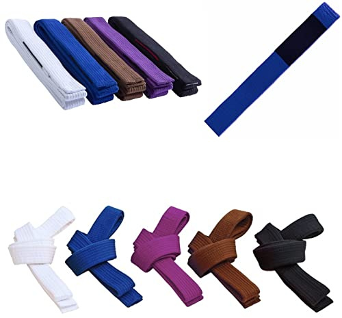 MMASPORT The Fight Evolution Cinturón BJJ Belt Jiu Jitsu Kimono - gi 100% algodón Grosor 5 mm Acolchado en Eva (Azul, 280 cm)
