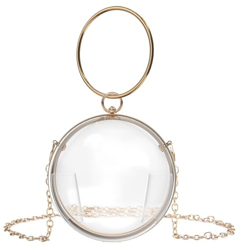 Rund boll klar handväska, liten akrylbox kväll kopplingsväska, inte kompatibel med telefon, Guld, small