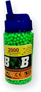 PEBBLE HUG Pack of 2000 BB Pellets, High-Grade Green Plastic Pellets, Biodegradable Airsoft Bullets, Round Smooth Polished Balls for BB Gun (0.10g)