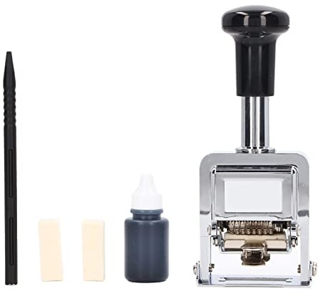 Number Stamp 8 Digit Automatic Numbering Machine, Self Inking Batch Number Stamp Multifunction DIY Scrapbooking Roller Stationery for Banking Accounting