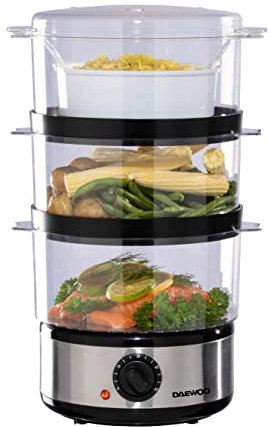 Daewoo Food Steamer, 3 Tier With Rice Bowl, 7 Litre Capacity, Promotes Healthy Living